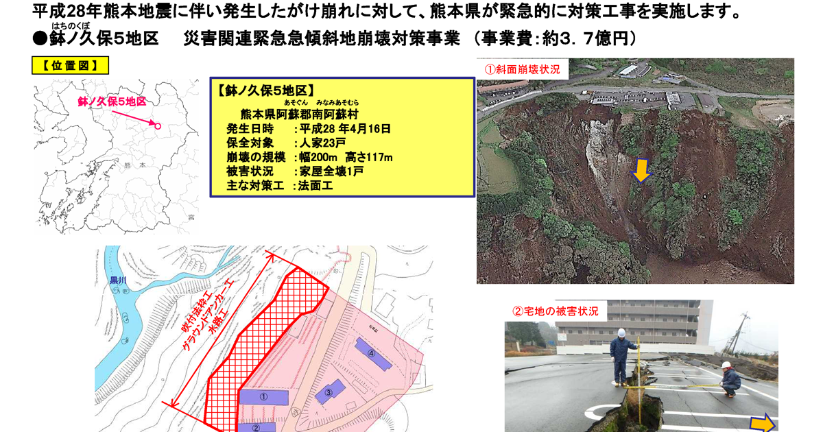 熊本県阿蘇郡南阿蘇村における災害関連緊急急傾斜地崩壊対策事業の実施について 鉢ﾉ久保5 H29 03 8